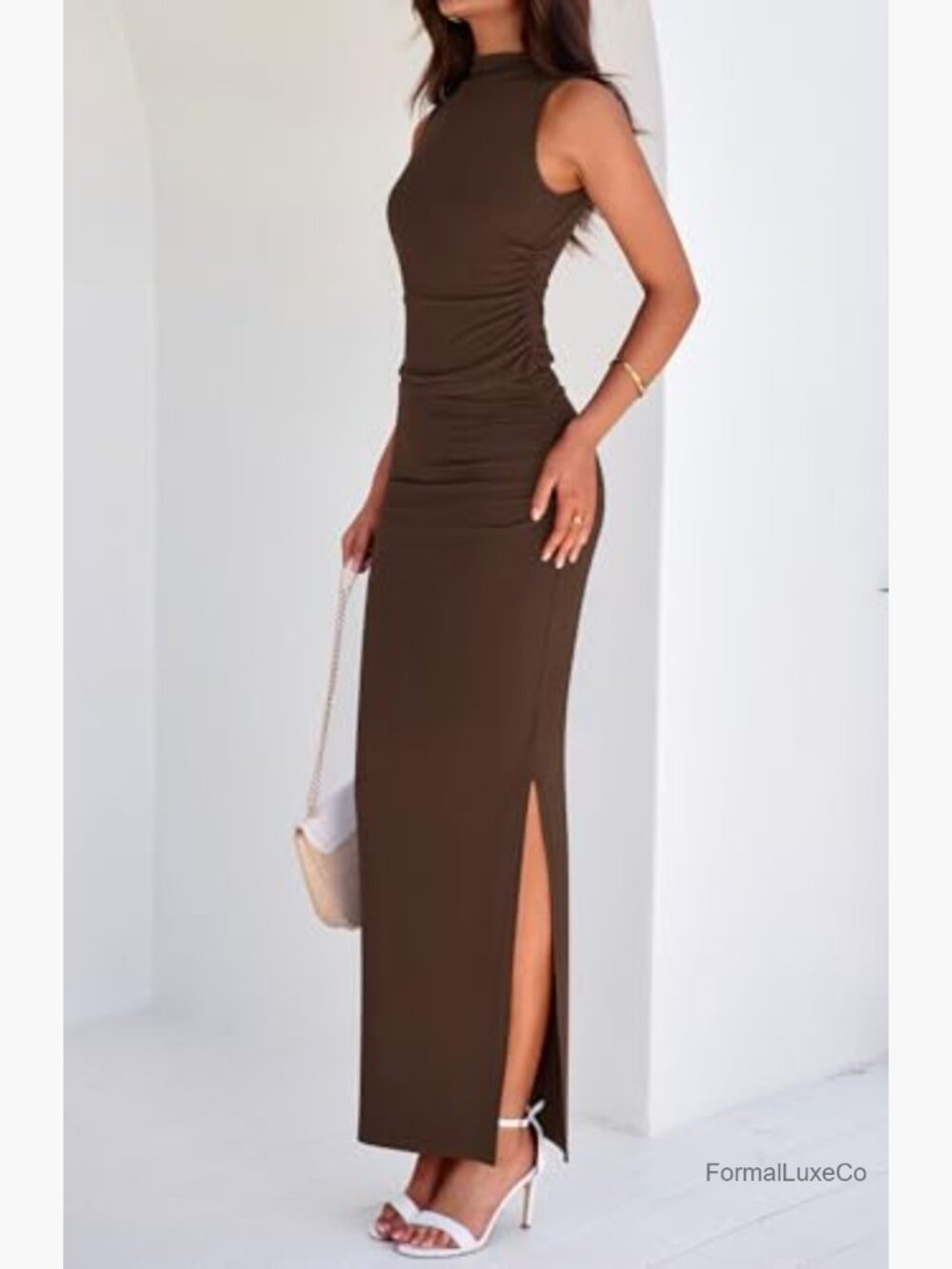 Mock Neck Sleeveless Knit Top & Maxi Skirt Set 2 Piece - Picture 4 of 7